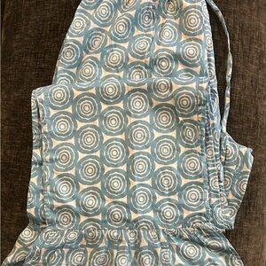 Blue and White Patterned Pajama Bottoms